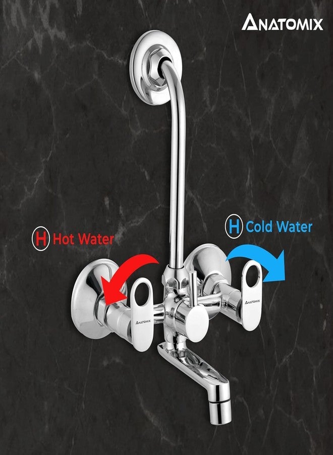 ANATOMIX Flora Brass Wall Mixer with L Bend Pipe and Provision for Over Head Shower and 125mm Long Bend Pipe Pack of 2 - Image 2